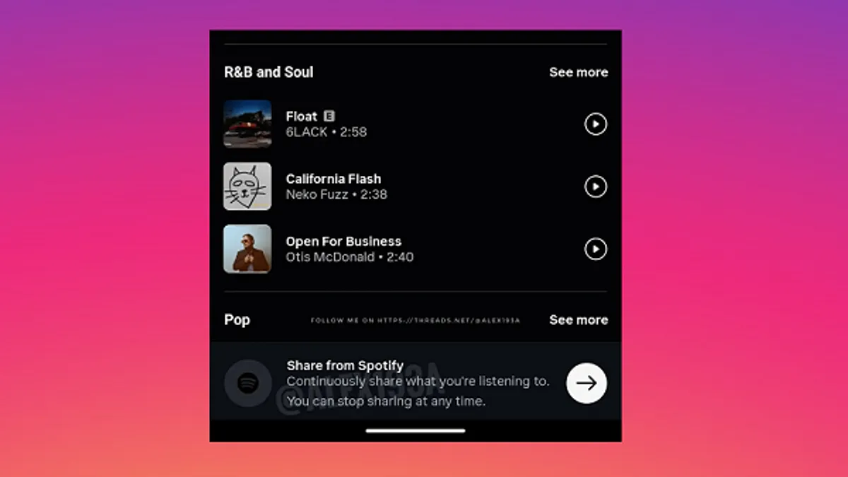 Instagram music sharing