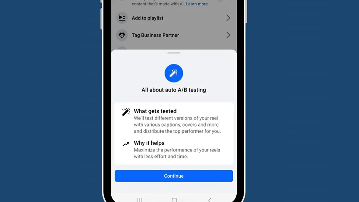 Meta Auto A/B Testing Reels